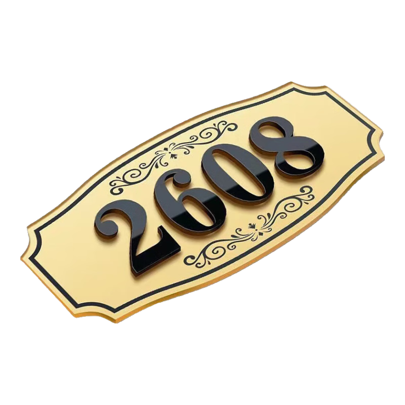 Yijuzhangning Home Digital Door Number Plate for Hotel Room, Self-Adhesive Base Plate + 2 Sets of 3D Digital Stickers (0-9) 18*9cm