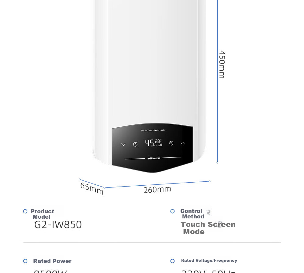 Vanward Instant Heating Variable Frequency Water Heater, Fast Heating Electric Water Heater, Household Constant Temperature Bathing, No Storage Water Heating Device, Shower Wall-Mounted Kitchen Hot Water Heater 20