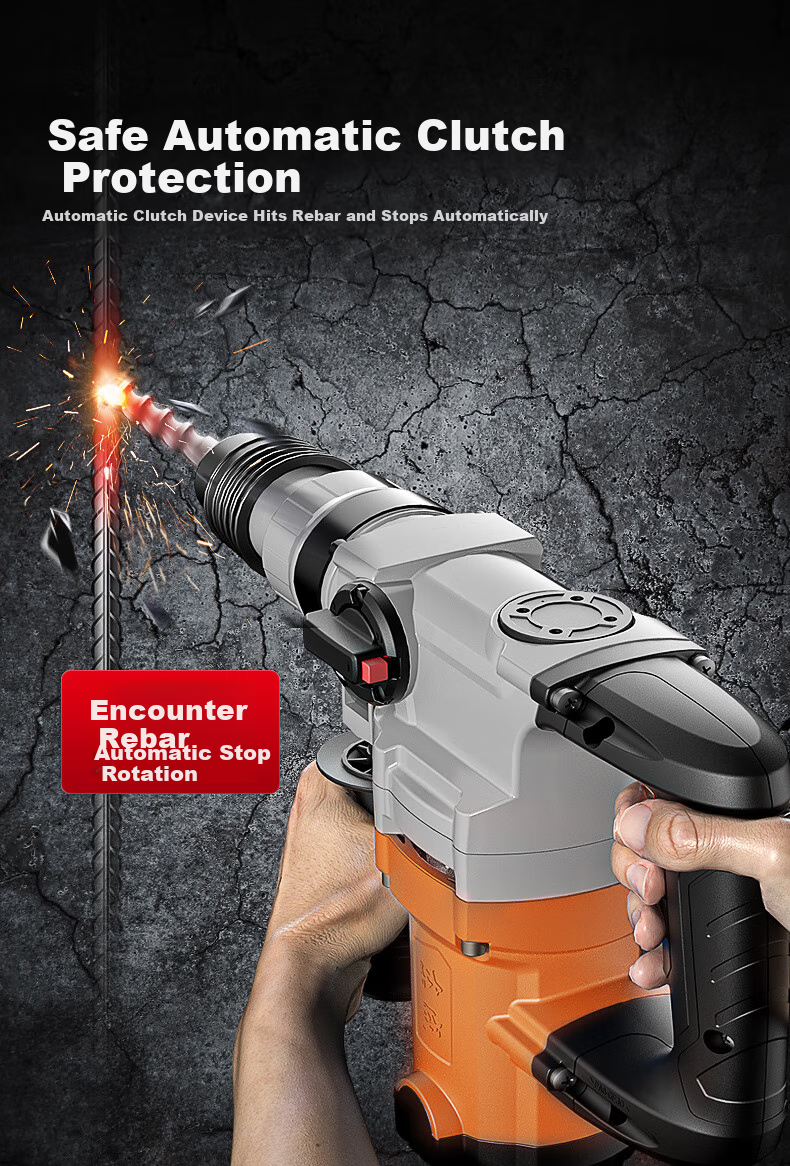 Dongcheng 1100W Rotary Hammer And Pick DZC1100-28 Impact Drill with Safety Clutch, Concrete Drill, Industrial Grade 4