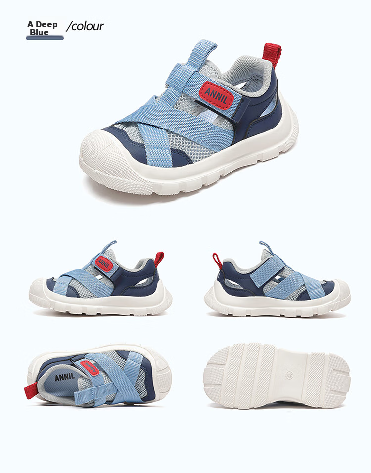 Annil Children's Shoes Summer Boys And Girls Velcro Breathable Non-Slip Big Kids Closed-Toe Sandals Beach Shoes 6294 White Size 32 7
