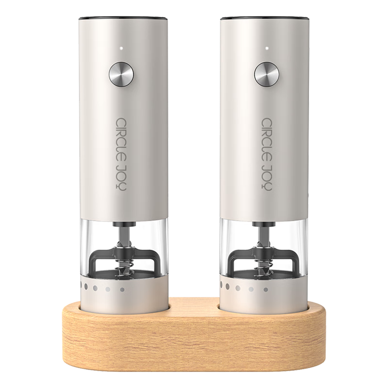 Circle Joy Mini Stainless Steel Electric Pepper Grinder Rechargeable Household Spice Grinder Set of 2