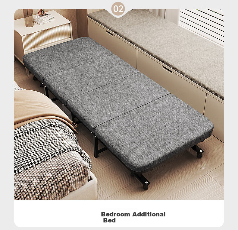Wenna Folding Bed, Single Nap Bed for Office, Hard Board Bed, Military Cot, Hospital Accompanying Bed, Hard Four-Fold Bed 8070Y 12