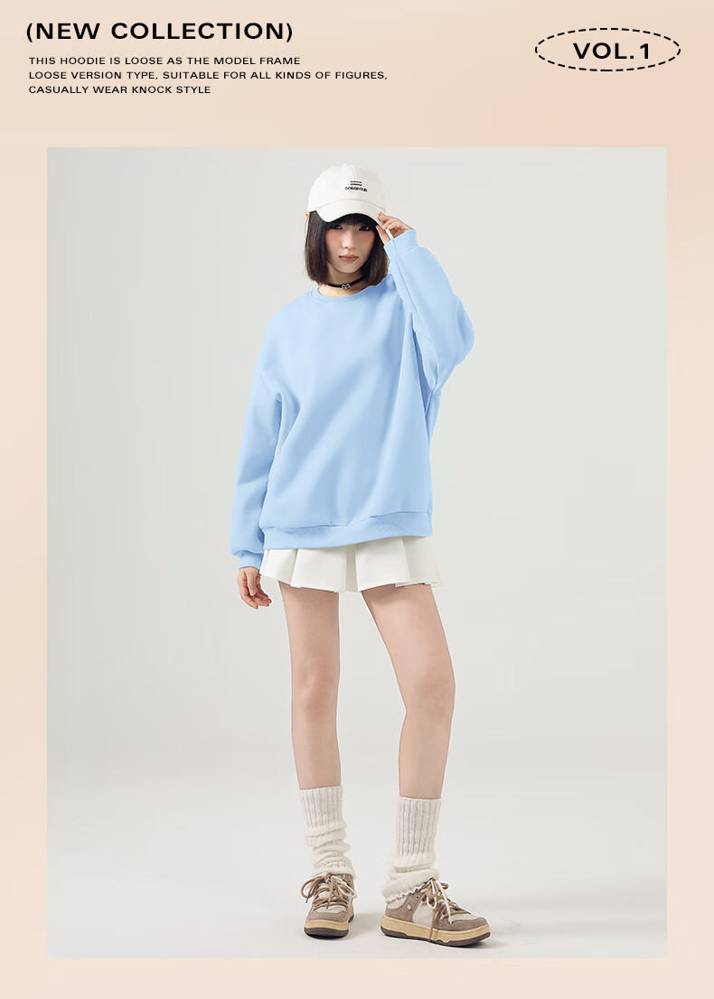 Jeanswest Women's Crew Neck Sweatshirt 2025 New Autumn Winter Fleece Lined Petite Oversized Loose Pullover Without Hood 6