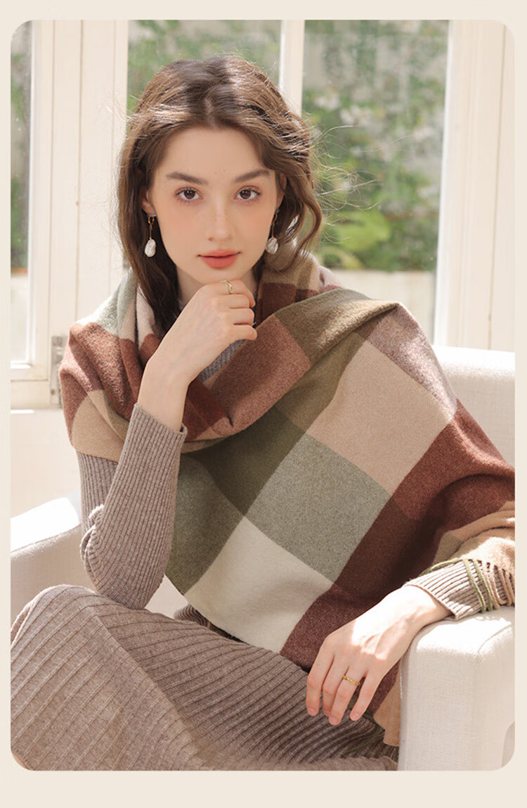 THANTRUE Women's Wool Scarf Autumn Winter 2025 New High-End Shawl New Year Gift W805 4