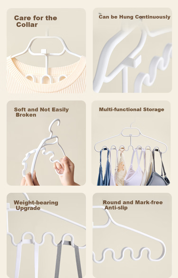 JD Original Multifunctional Wave Hanger for Scarves And Camisoles, Stackable, Shoulder Protection, No Bulging [Set of 3] 2