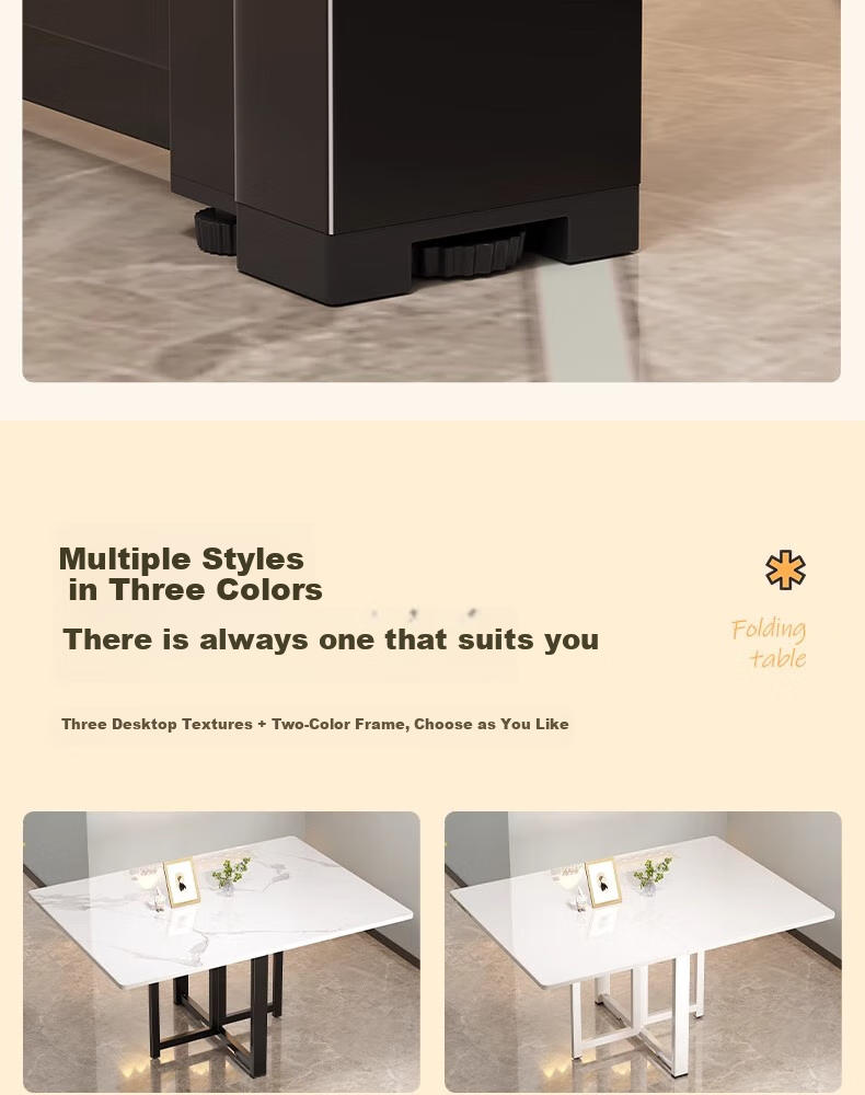Chibailun Foldable Table for Home Use, Small Apartment Dining Table, No Installation Required, Simple Eating Table, Multifunctional Three-Fold Table for Rental Apartments 11