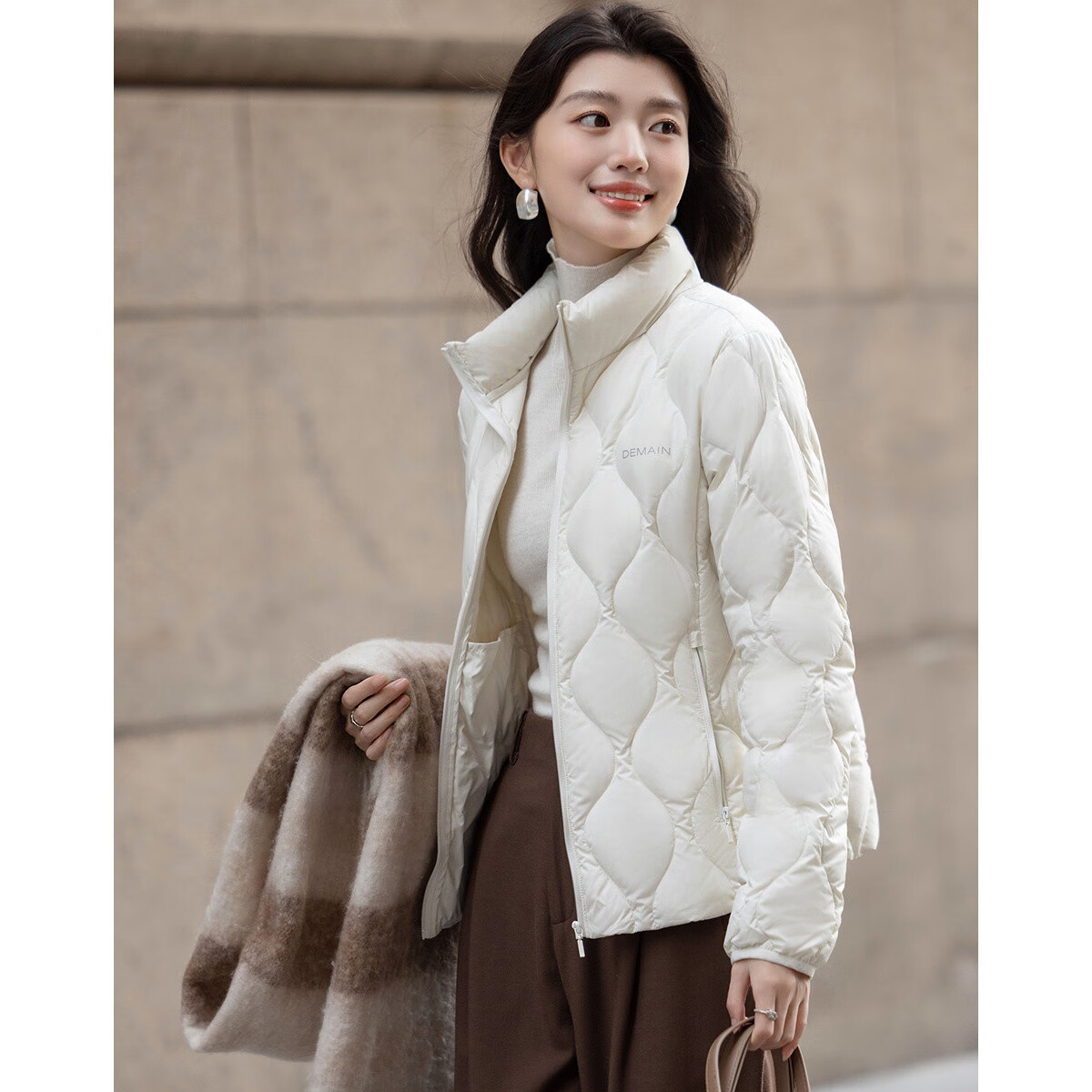 DME Volcanic Rock High-Strength Heat Storage Winter 90% Duck Down Aerogel Antibacterial Double-Layer Linerless Women's Down Jacket