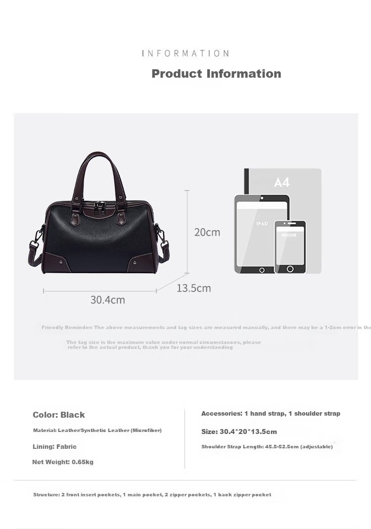 Laorentou Top-Grain Leather Women's Handbag, Large Capacity Tote Bag, Shoulder Bag, Crossbody Bag, Valentine's Day Gift 3