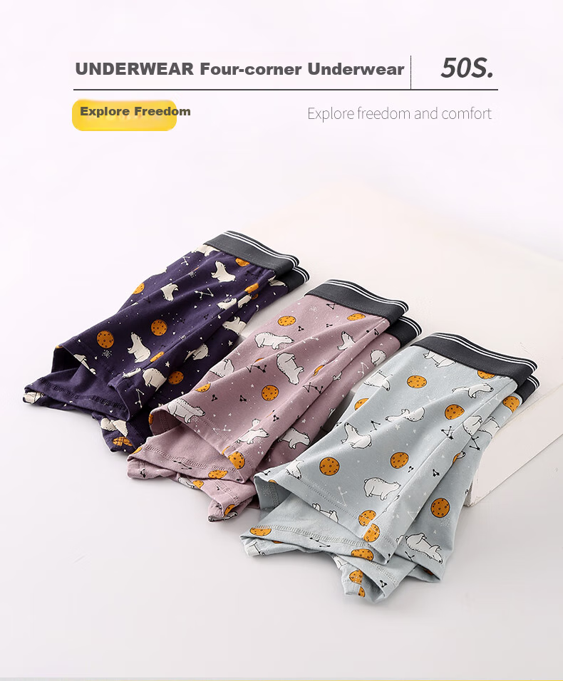 Fenteng 2026 New Men's Underwear, Boxer Briefs, Cotton Breathable Spring And Autumn Youth Large Size Shorts, Male Self-Operated 1