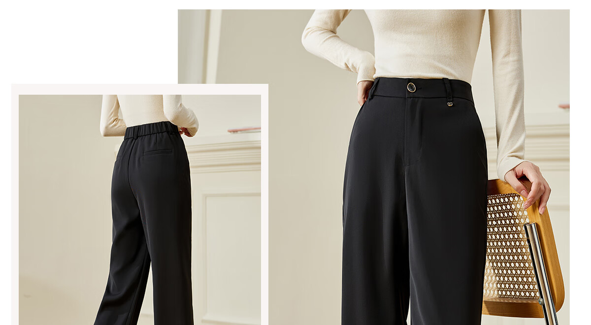 Chushen Spring And Autumn Casual Pants for Women, Wilderness Maillard High-Waist Straight Slimming Versatile Commuter Suit Pants S143K2020 11