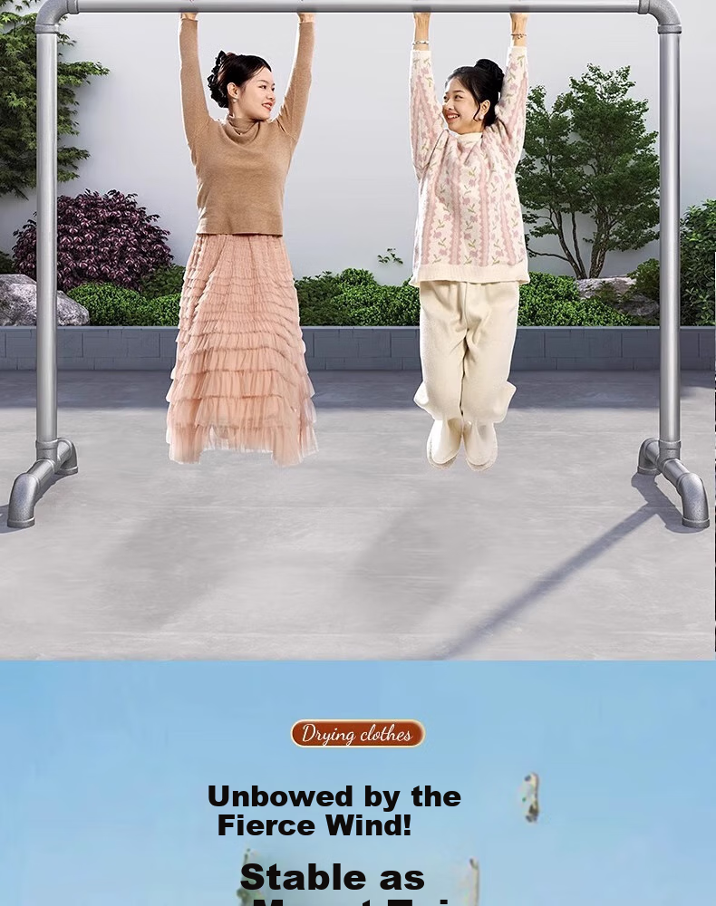 Baoyouni Floor-Standing Clothes Drying Rack with Water Pipe, Customizable Hanger for Indoor And Balcony Use, Detachable Thickened Steel Pipe, 32 Tubes 5