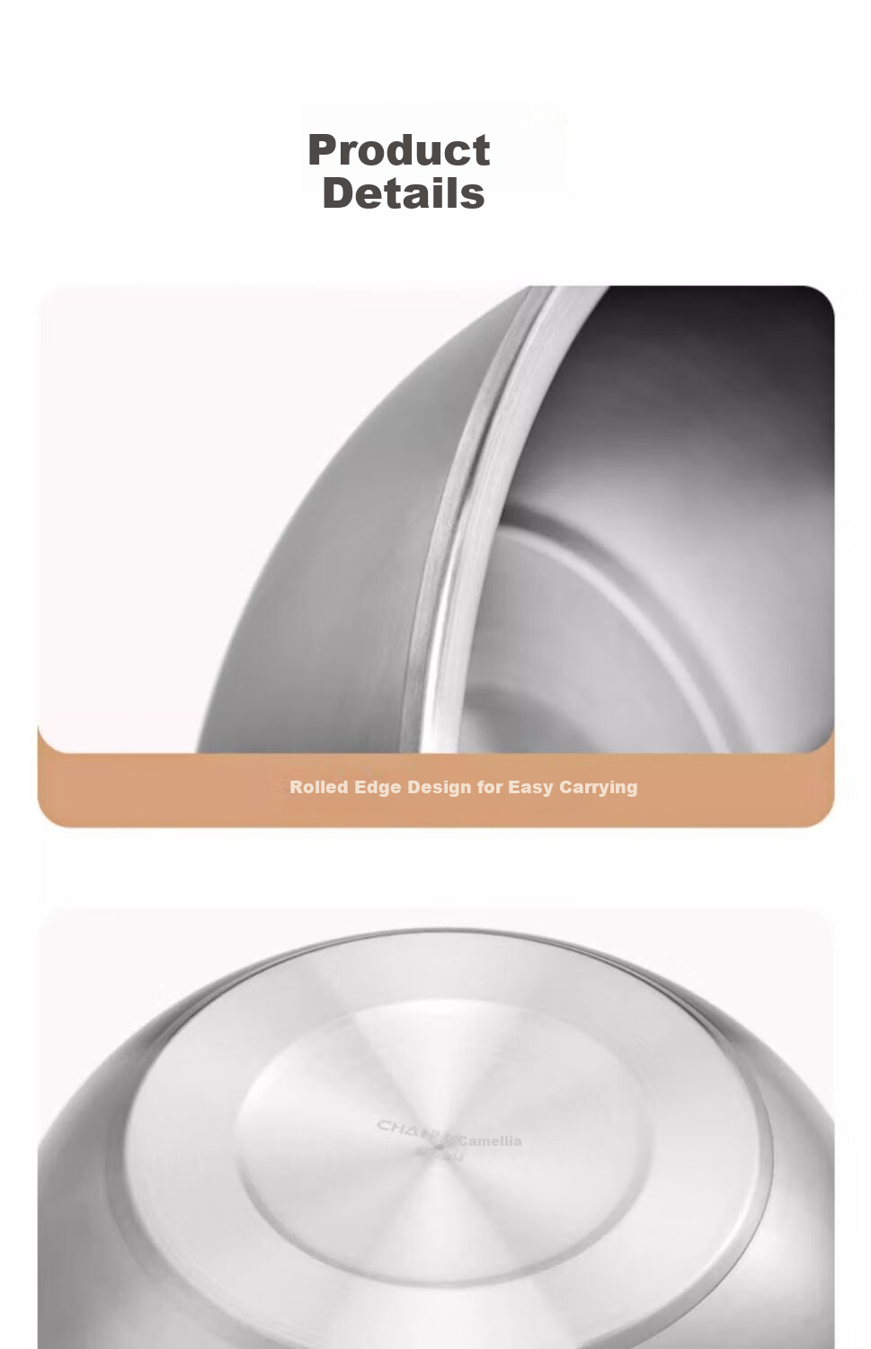 CHAHUA 304 Stainless Steel Kitchen-Specific Soup Bowl And Vegetable Bowl, Thickened Food-Grade Material, Shatterproof Vegetable Washing Bowl And Noodle Bowl, 16cm 16