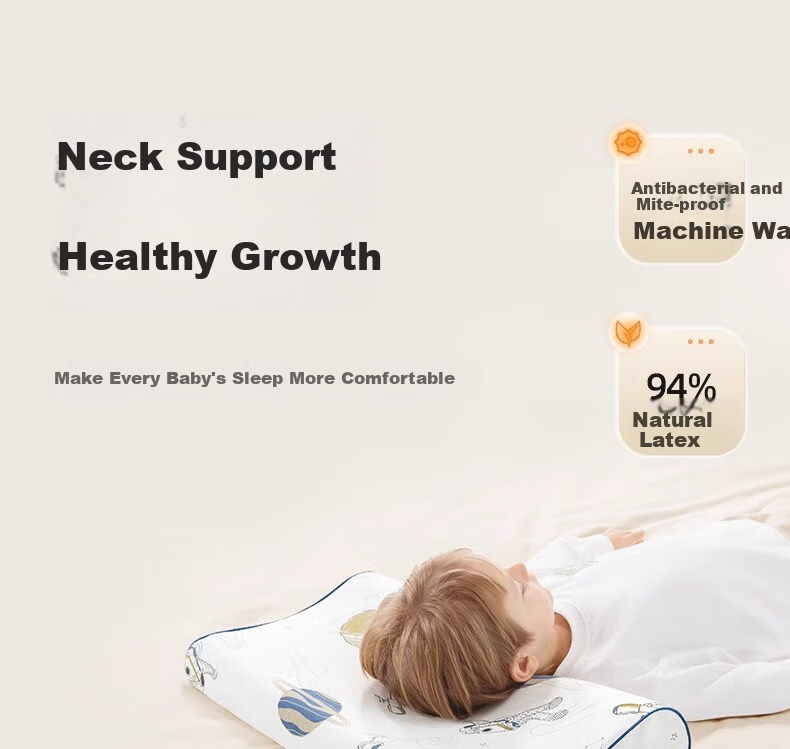 Beitaisi Children's Pillow Natural Latex Pillow for Ages 1-6 Baby Comfort Pillow Breathable Shaping Neck Support Pillow 50*30*3/5cm 3