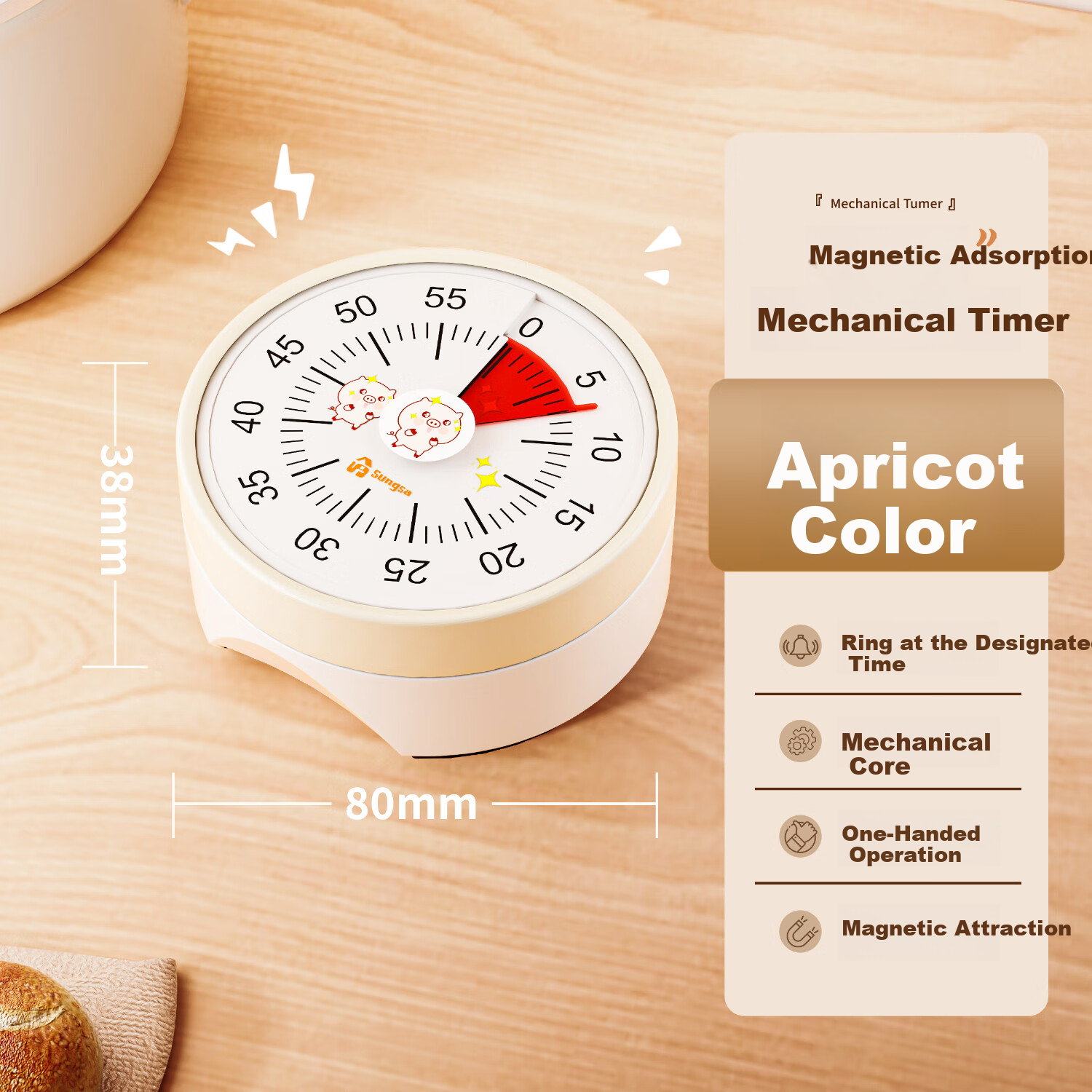 KATEI STORY Japanese Kitchen Timer-Specific Alarm Clock, Timer, Mechanical Visual Time Display, Magnetic Countdown Reminder