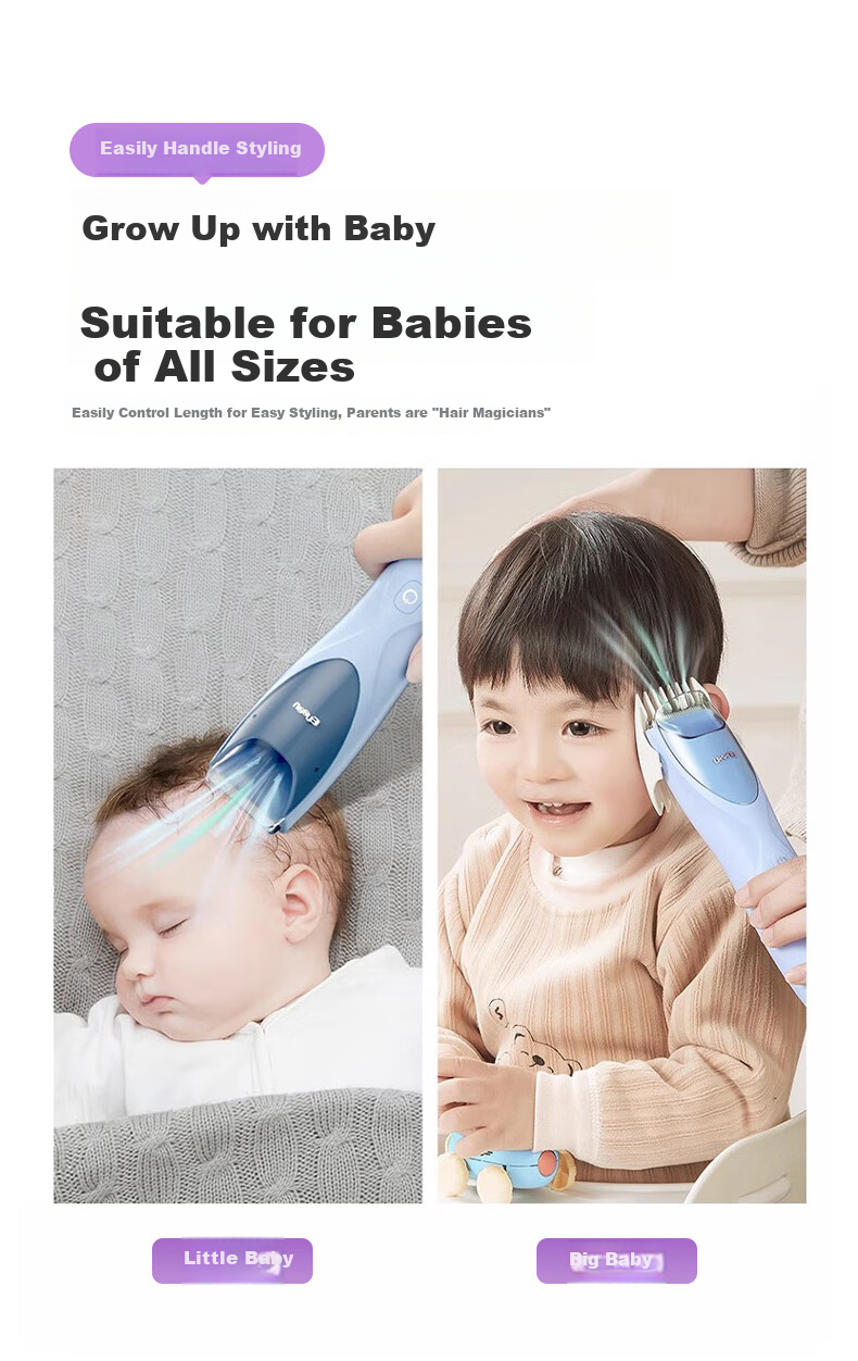 Enssu Baby Hair Clipper with Automatic Hair Suction, Quiet Operation, Electric Trimmer for Children And Toddlers 10
