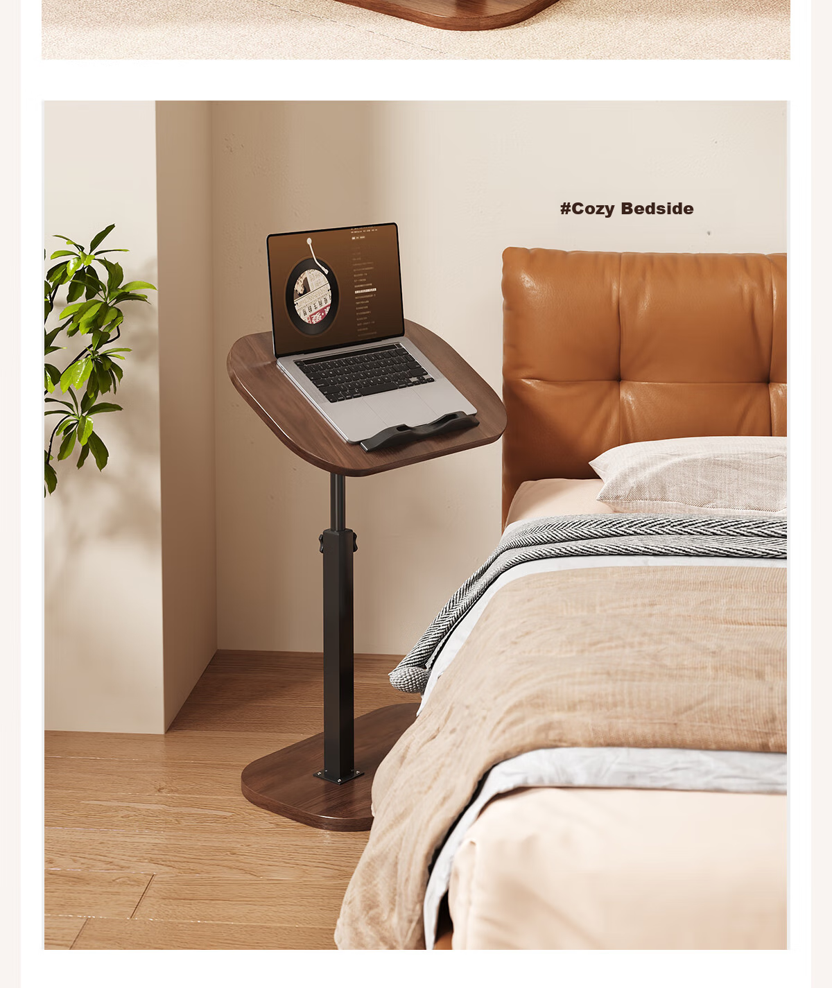 XIAOJIANGCAI Movable Flip-Lift Computer Desk, Bedroom Study Bedside Table, Living Room Sofa Side Table, Small White Desk 18