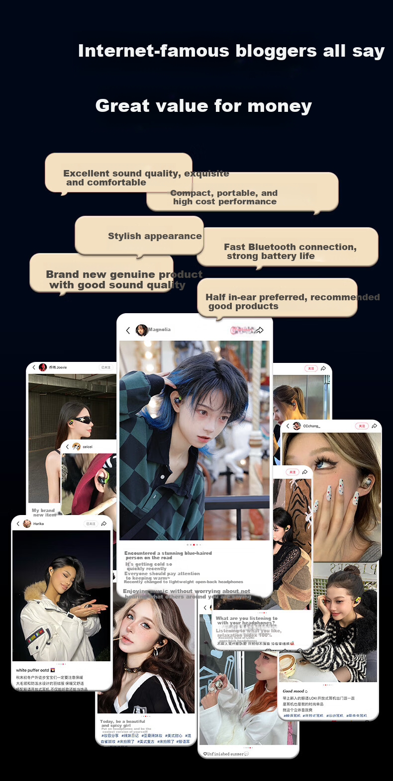 DIBALENE LOKI Open-Ear Bluetooth Headphones, Over-Ear Style, Not In-Ear, Suitable for Teenagers And Children, Sports Running Calls Noise Reduction Wireless Earphones, Compatible with Huawei Xiaomi And Nuanri Mi 3