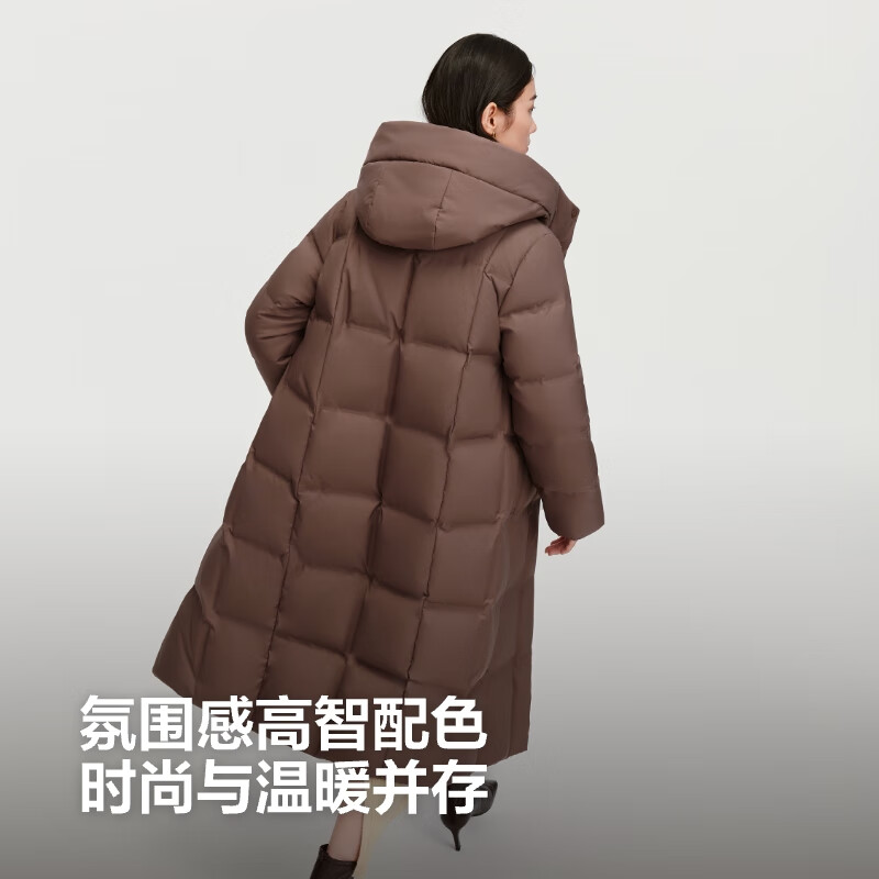 BOSIDENG Women's Long Goose Down Business Hooded Coat Gift Jacket B250244174