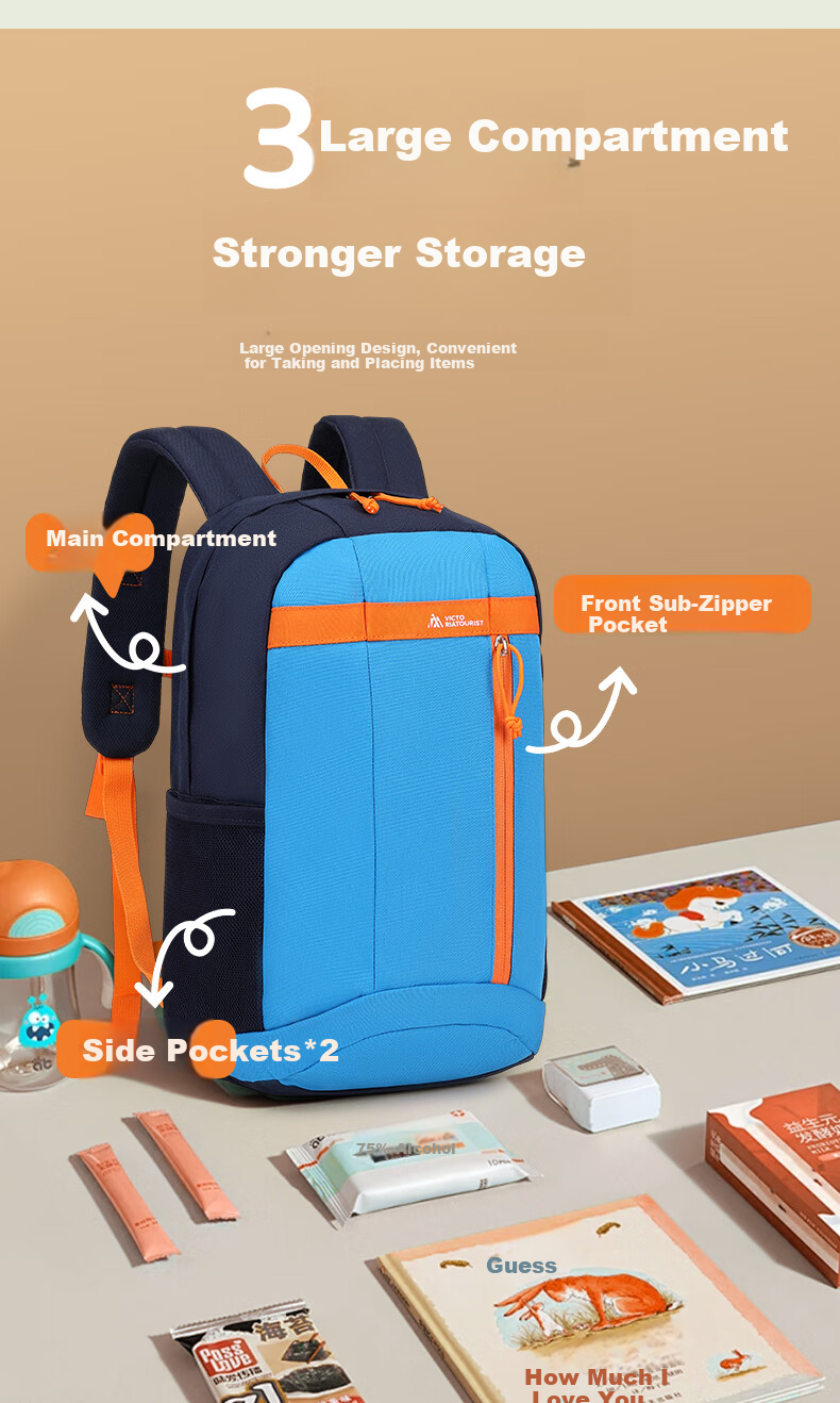 VICTORIATOURIST Backpack for Children, Boys' Outdoor Travel Backpack, Kindergarten And Elementary School Student Lightweight Small Schoolbag, Autumn Outing Backpack for Girls 6