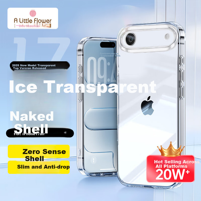 Чехол ALittleFlower для iPhone 17 Air, ультратонкий, противоударный, мягкий, прозрачный, с защитой объектива