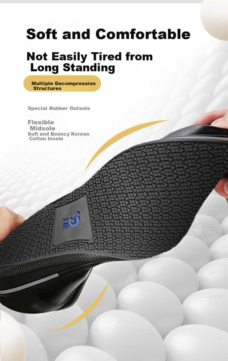 ChuWang Chef Shoes Non-Slip Upgraded Wide Fit Work Shoes Water-Resistant Kitchen Leather Shoes Wide Fit for Fat Feet 5111K 8