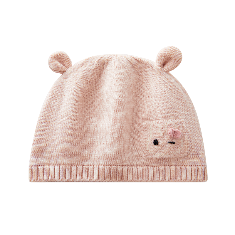 October Crystal Baby Hat Fontanelle Cap Autumn Winter Wool Blend Newborn Infant Cap Unisex 0-3-6 Months