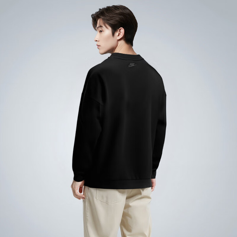 NIKE Men's Pullover, Knitted Crew Neck, Trendy And Fashionable, Simple And Versatile IB8360-010 Black XL