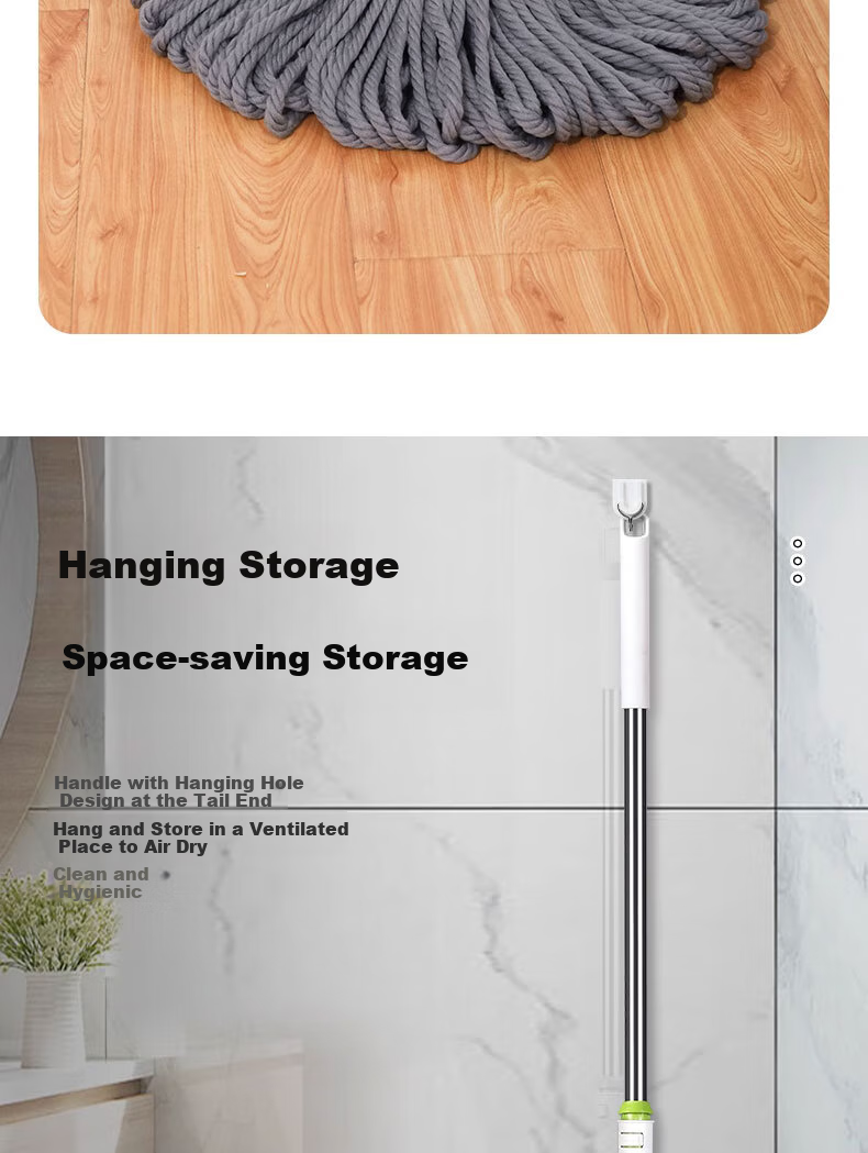 Aoyida Self-Wringing Mop with Water Reservoir, Rotating Cloth Strip, Household All-In Mop, Lazy Person's Floor Mop, Traditional Large Mop Cloth 11