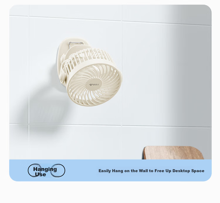 BULL USB Desktop Fan, [3C Certified], Mini Quiet Small Fan 2000mAh, Student Dormitory Office Desktop Fan Clip-On Fan - Rechargeable Model 5