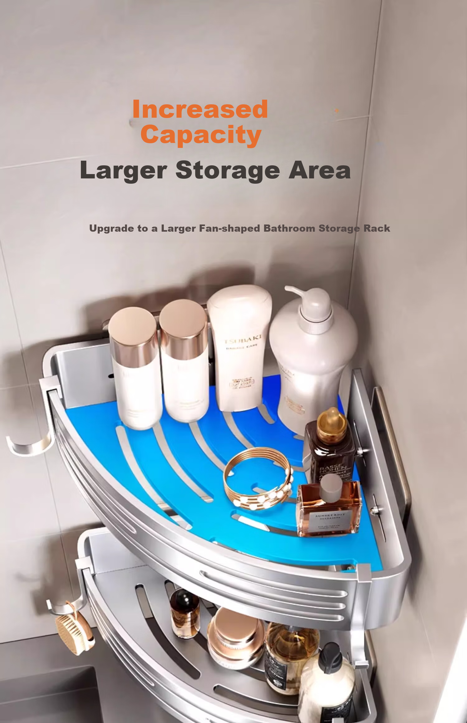 Baihan Bathroom Storage Rack, Triangle Shelf without Drilling, Hanging Organizer for Toilet, Washroom Storage Rack, Sink Corner Shelf 8