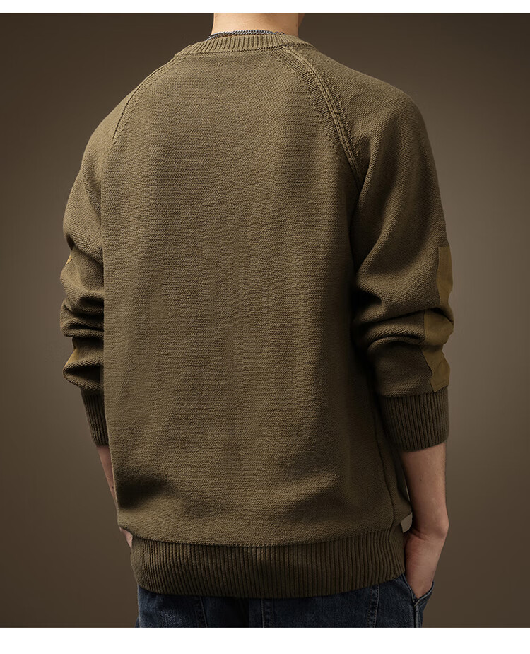 JEEP Men's Winter Sweater Loose Fit Crew Neck Premium Knitwear Inner Layer Men's Clothing Luxury Gold XL 2