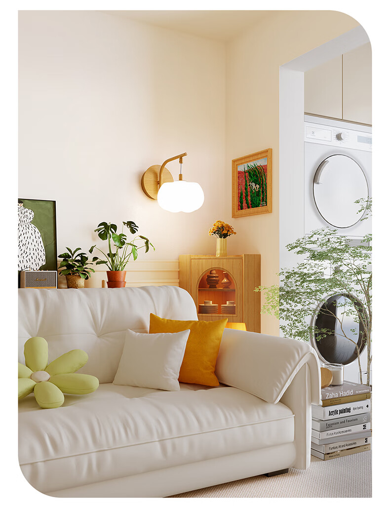 OPPLE Wood Cream Style Pendant Light with Smart Dimming for Living Room, Bedroom, Dining Room, Eye Protection And Gentle Light, Cream Bubble Design with 5 Heads 4