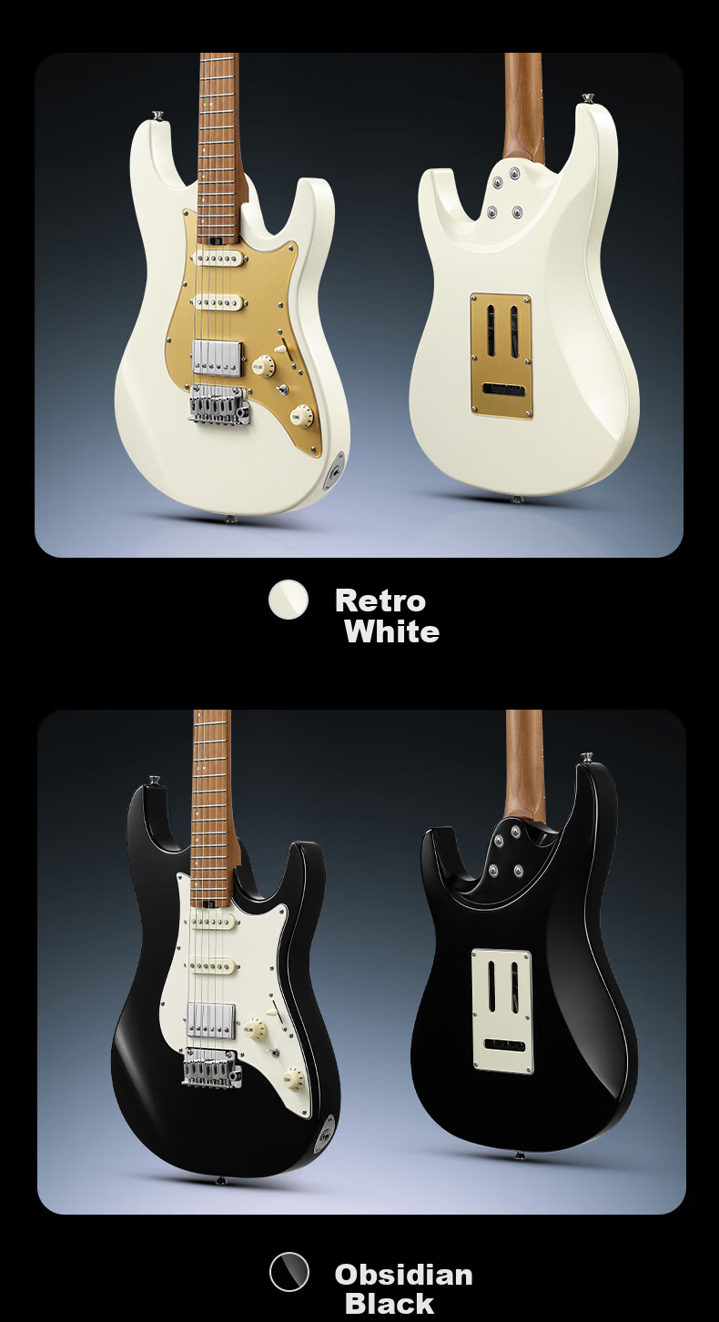DONNER DST 550 Electric Guitar for Beginners, Intermediate Level, Adults, Men And Women, Electronic Guitar for Rock Music, Tiger Pattern Amber 14
