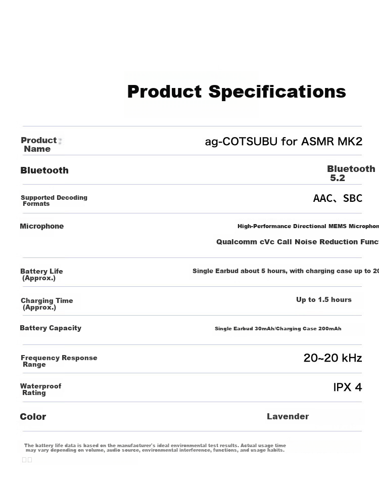 FINAL COTSUBU for ASMR MK2 True Wireless Bluetooth Earphones, ASMR Sleep Headphones, Comfortable to Wear, Stable Connection, Lavender Color 13