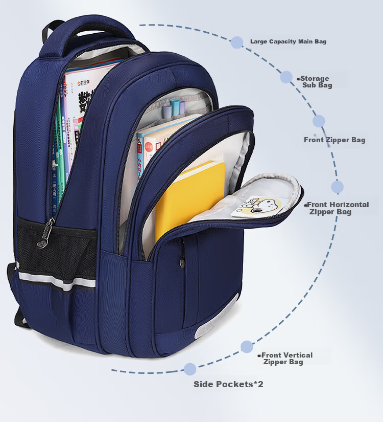 SNOOPY Middle School Backpack Large Capacity for Grades 4-9, Multi-Compartment High School Student Water-Resistant Double Shoulder Bag for Boys, Royal Blue 8