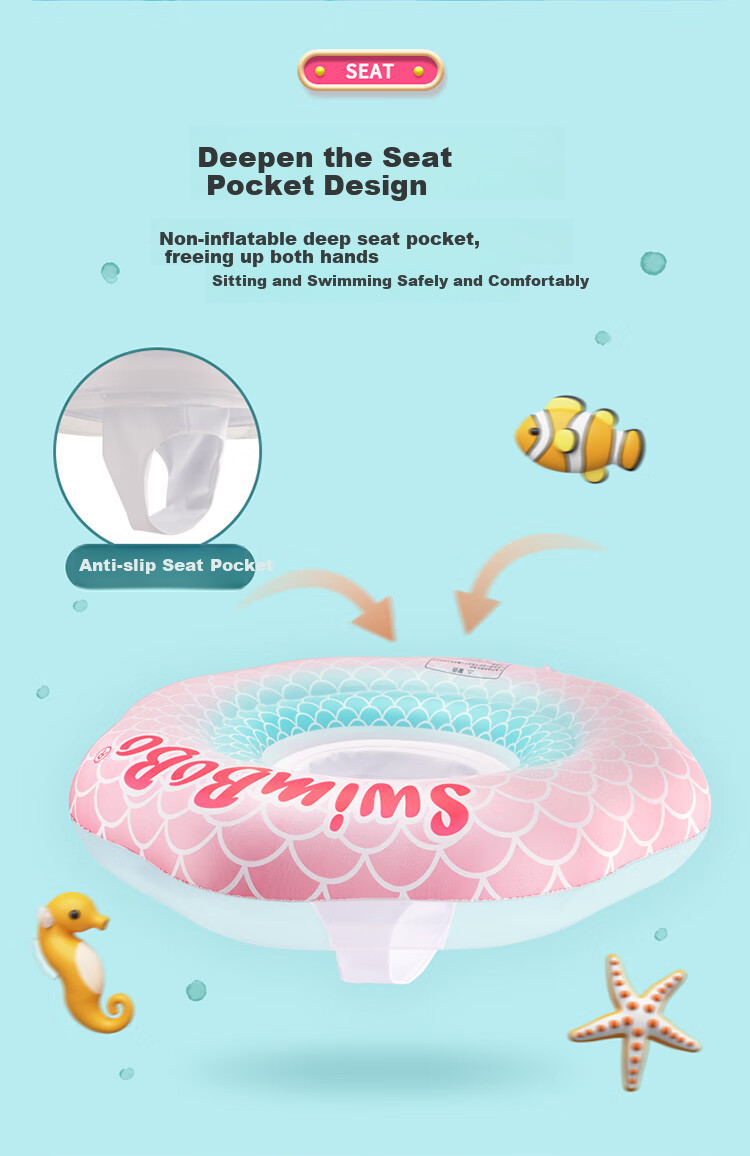 Swimbobo Baby Swimming Ring, Children's Seat Ring, Anti-Rollover Equipment, Infant Water Play Seat Ring, Inflatable Armpit Ring K8015 5