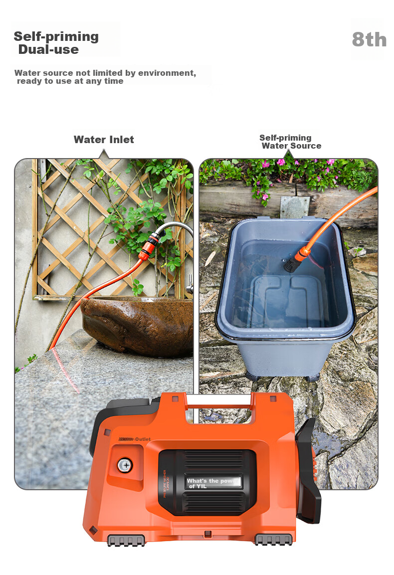 Yili Car Wash Machine High-Pressure Water Gun Washer, Car Washing Water Gun High-Pressure Household High-Pressure Car Wash Machine Sensor 4450Pro 10