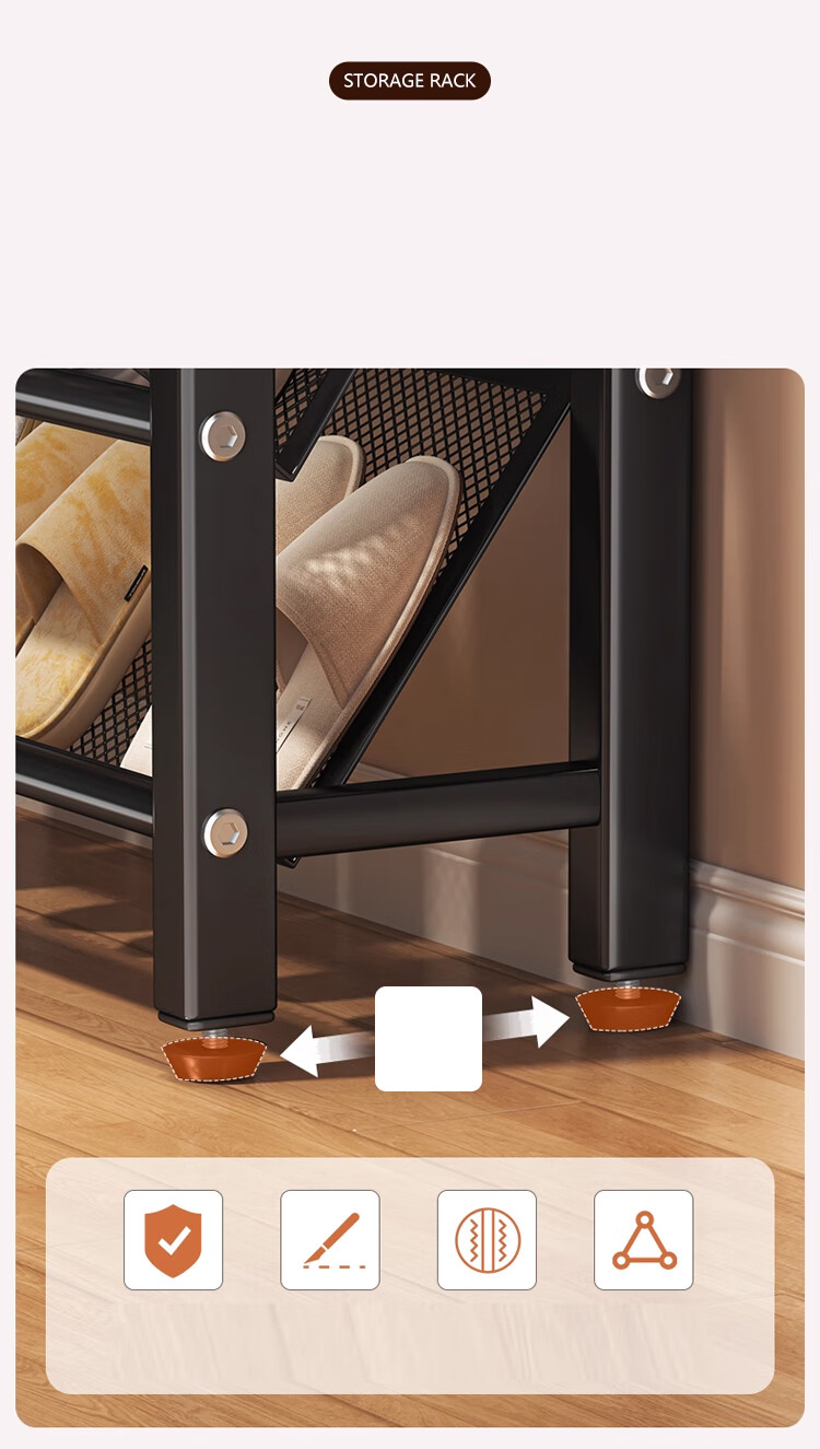Annafu Multi-Layer Home Shoe Rack 19cm Slanted Small Simple Shoe Cabinet ZW300 Black Five-Tier 90cm 8