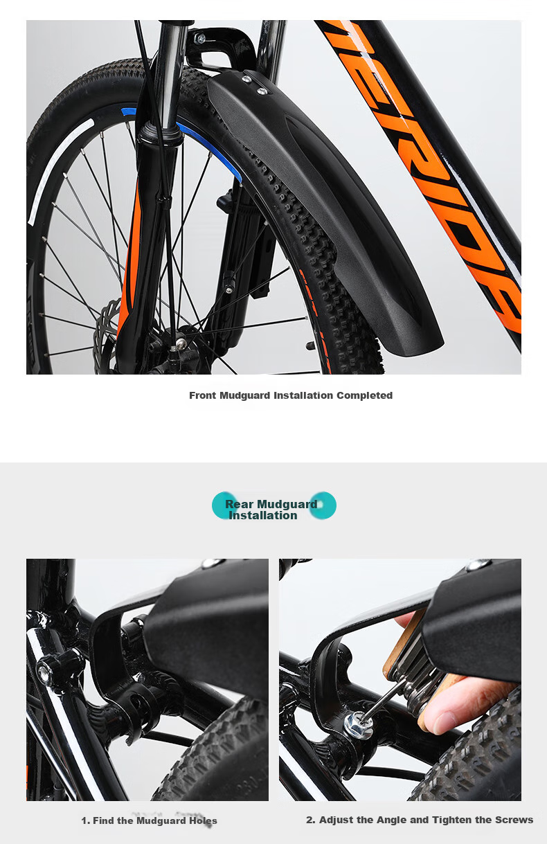 Siwangongli Mountain Bike Mudguard, Bicycle Front Mudguard, Fully Enclosed Bicycle Rear Wheel Mudguard, Universal Accessories Set 9