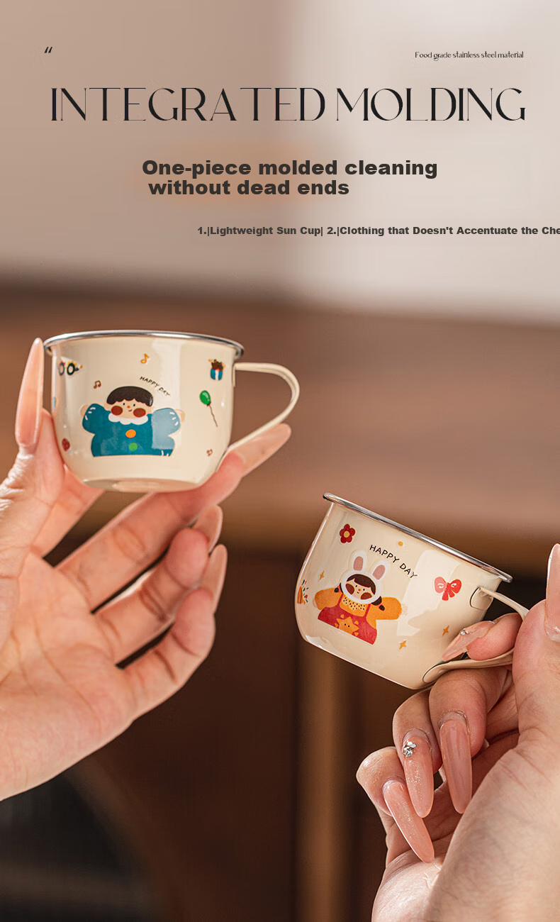TREEJACK 316L Stainless Steel Milk Cup Cartoon Design for Children, Babies, Students, Kindergarten, Home Use, Open-Top Tea And Beverage Mug 8
