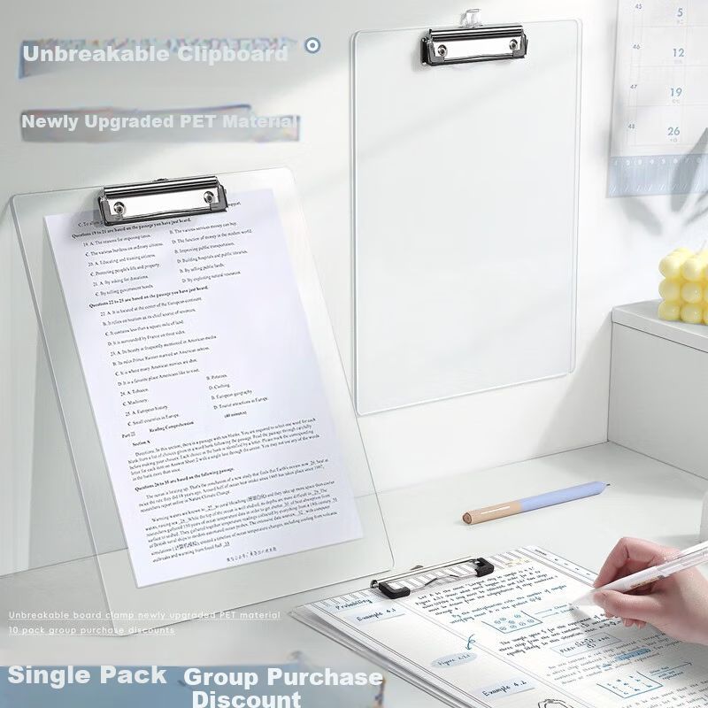 Jianfan A4 Transparent Clipboard, Acrylic File Folder, Document Holder, Thickened Drawing Board, Clip, Hardboard Stationery, Student Exam Paper Writing Pad, Special Office Supplies, Invoice 1
