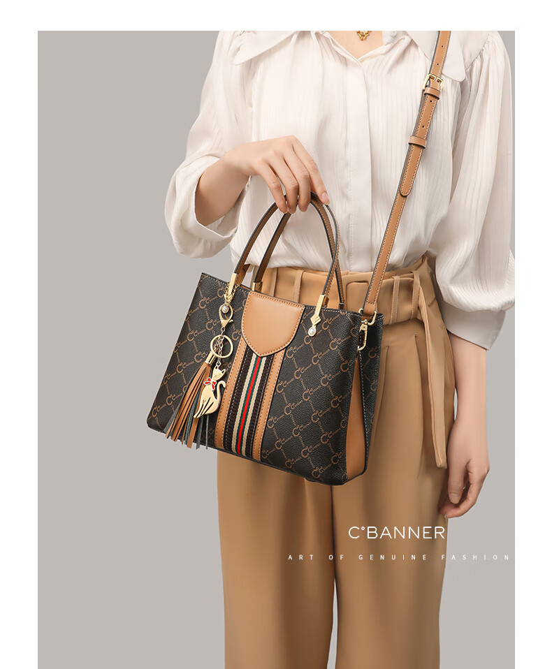 C.BANNER Handbag, Women's Bag with Monogram Pattern, Large Capacity Tote Bag, Shoulder Crossbody Bag, Light Luxury Brand, Birthday Gift for Girlfriend on May 20 2