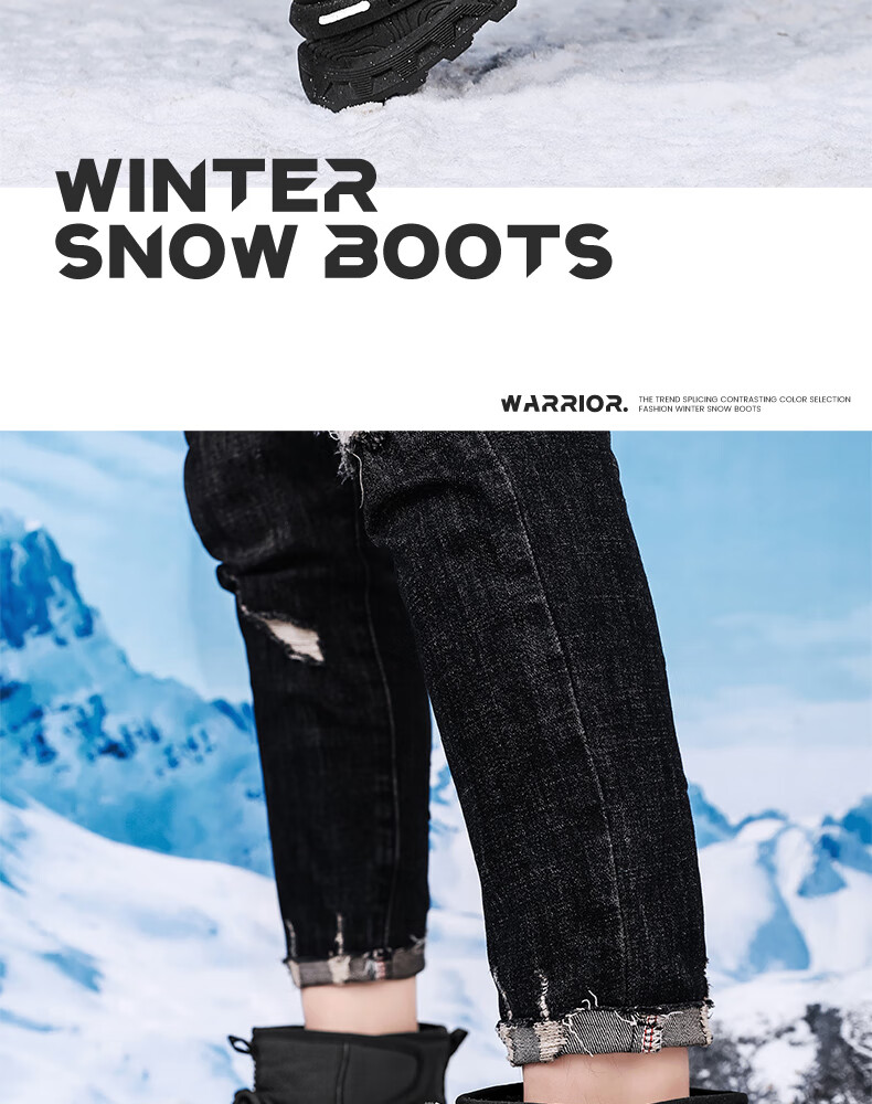Warrior Official Men's Snow Boots 2026 Spring Cotton Lined Martin Boots Black Size 41 24