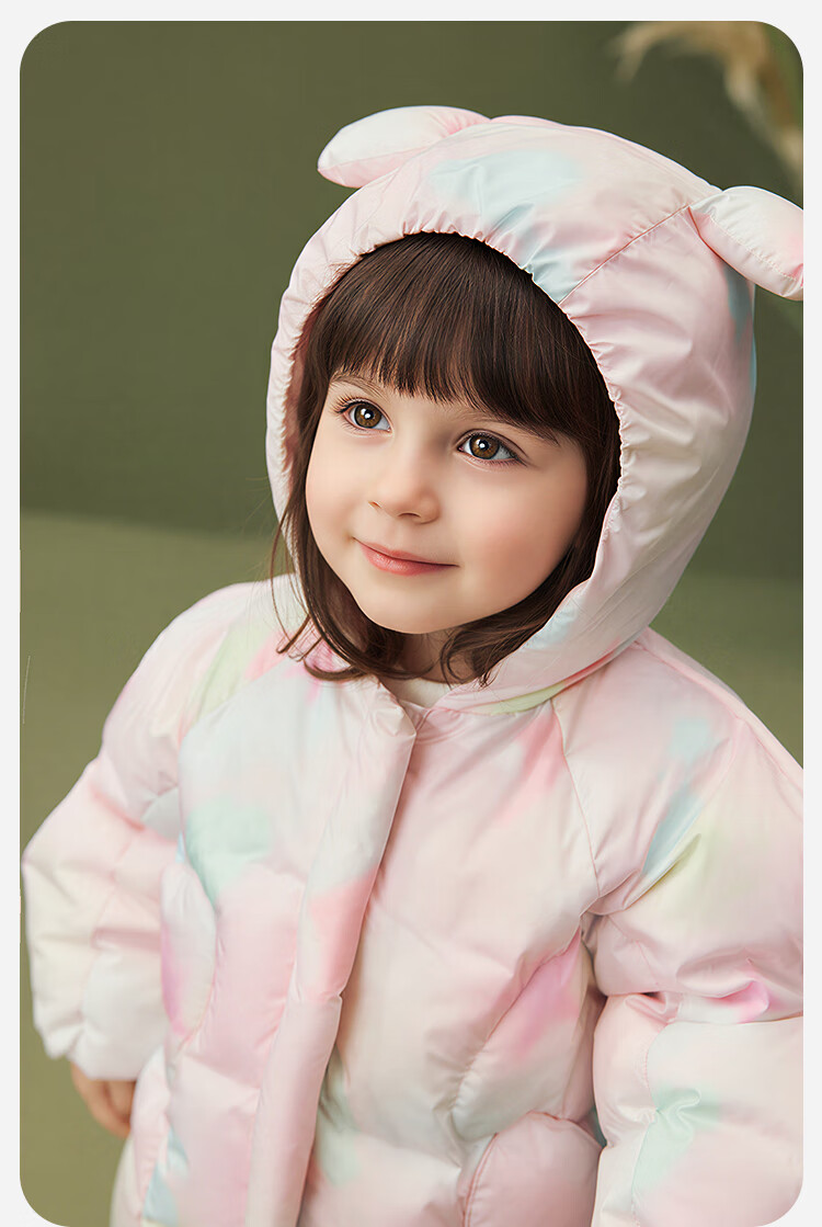 Minibala Girls' Water and Oil Resistant Down Jacket 2025 Winter Cute Design Children's Coat New Year Outfit 4
