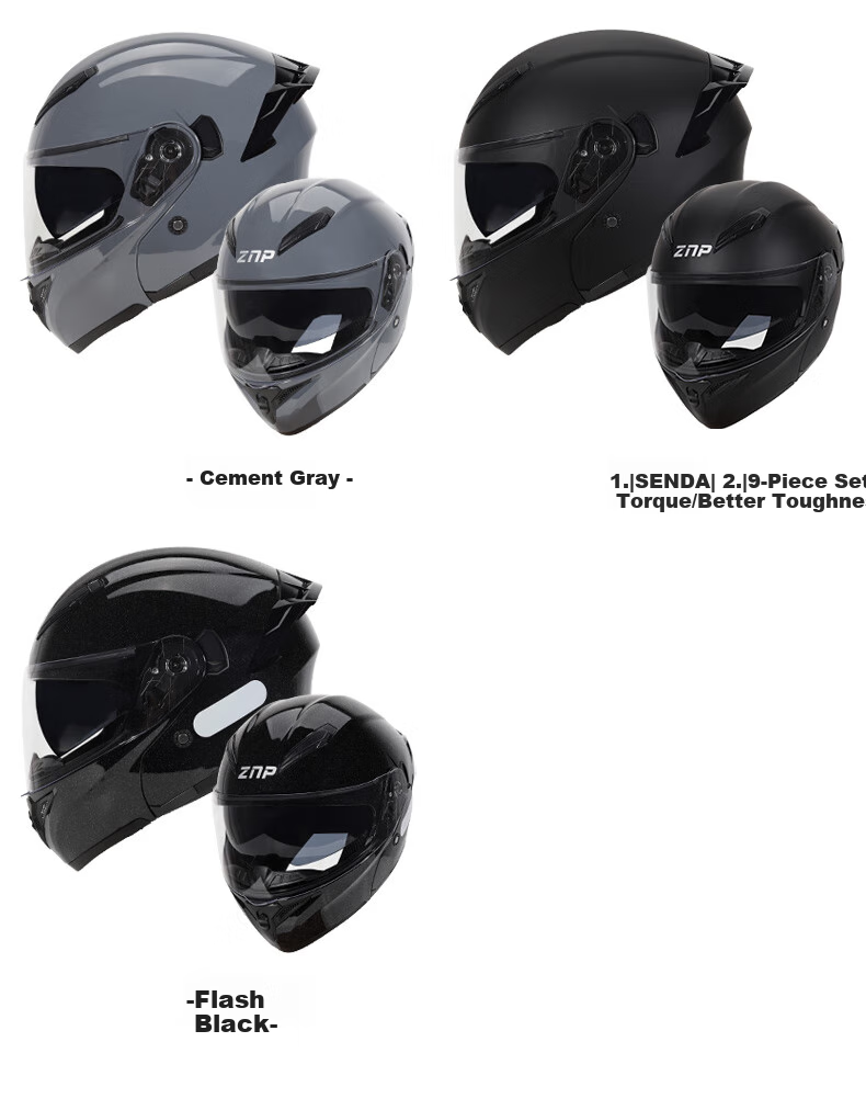 ZNP 808 New National Standard Class A Motorcycle Electric Scooter Helmet, Flip-Up Visor, All-Season Full-Face Helmet, Matte Black, XL 12
