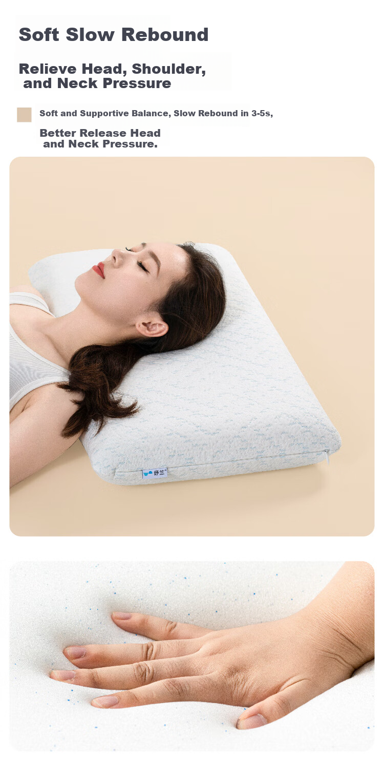 Fessura Daydream Memory Foam Low Pillow, Slow Rebound, Antibacterial, Cervical Spine Protection, Sleep Aid, Home Use, Women's Specific Low Pillow 4