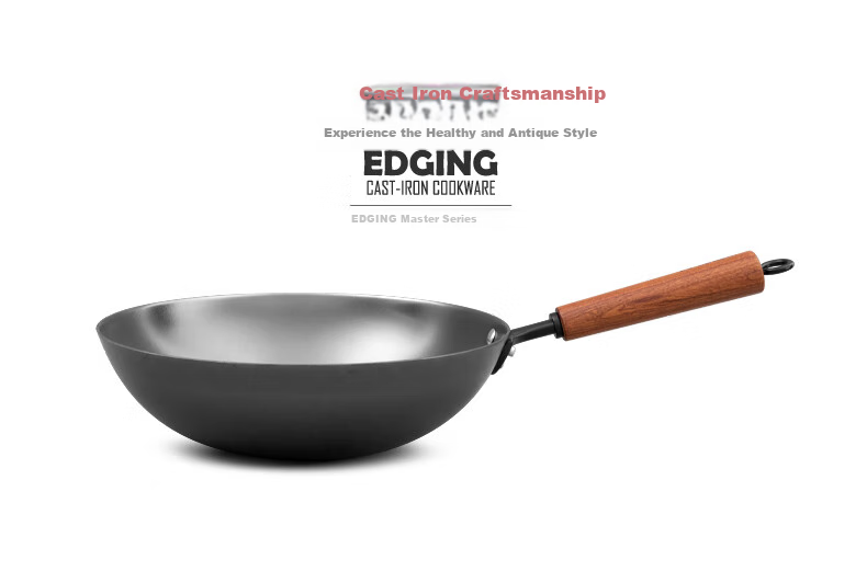 Dianjiang Cast Iron Wok, Uncoated Iron Pan, Cooking Pan for Home Use, Low Smoke, Round Bottom Wok for Gas Stove, Cookware, 30cm 4