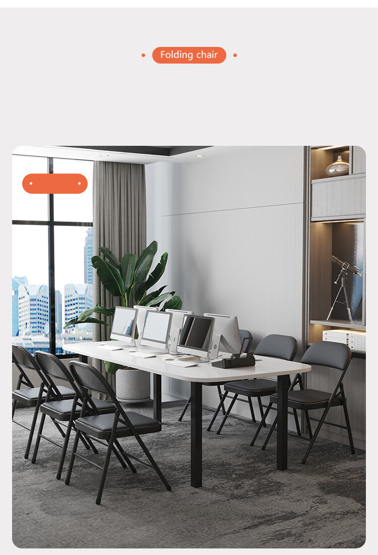 Annafu Simple Folding Chair Conference Chair Backrest Chair Computer Chair Office Chair Portable Dorm Chair ZY31 Black Frame Black Leather 11
