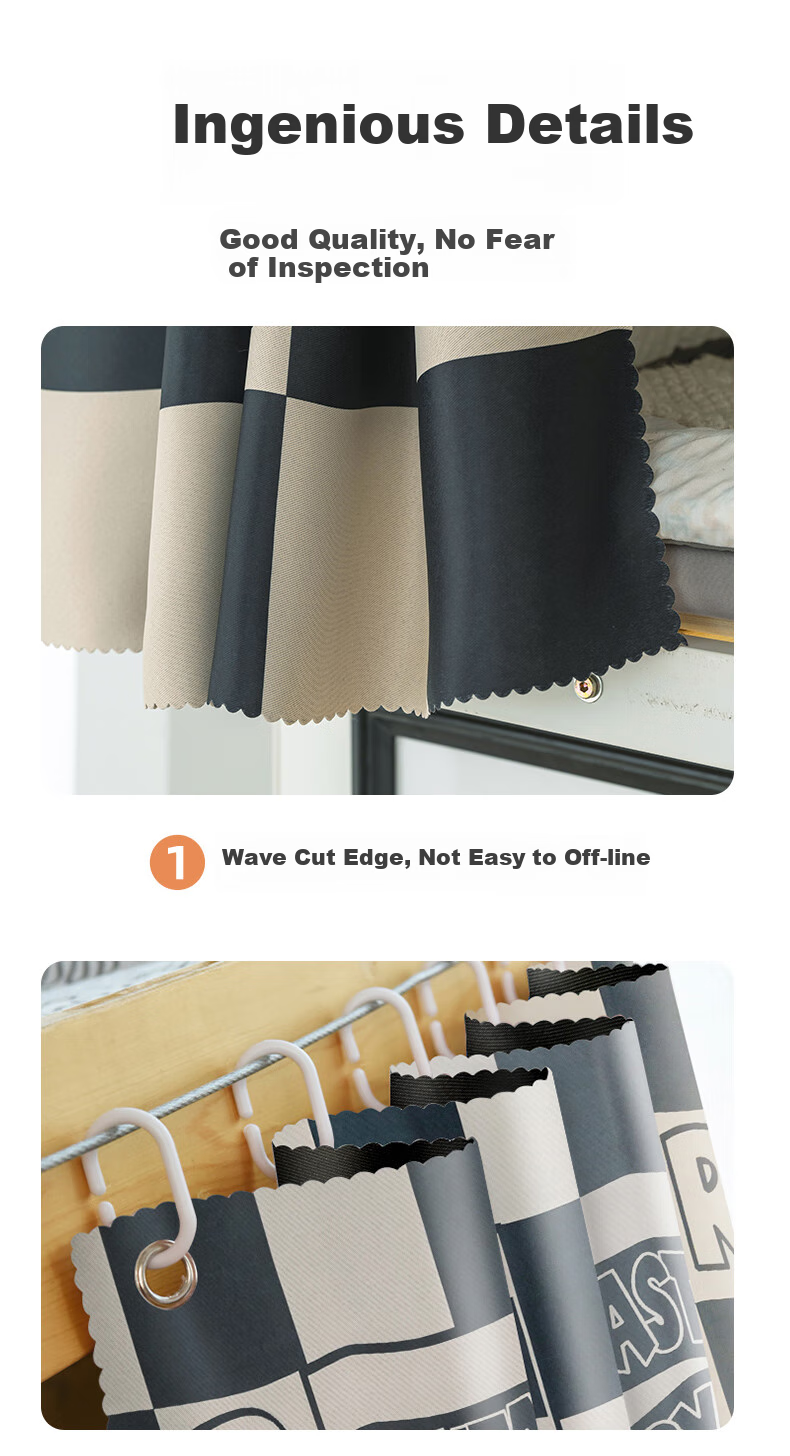 Yunjin Dormitory Bed Curtain, Student Bunk Bed Blackout Curtain, Bedroom Fabric Curtain 150*200cm Fantasy Home/2 Curtains + Top 13