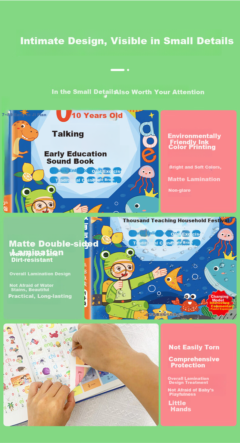 Kidssparkle Talking Early Education Audio Book for Children Aged 0-8, Finger-Touch Reading Book with Sound, Educational Toy, Birthday Gift for Kids 9